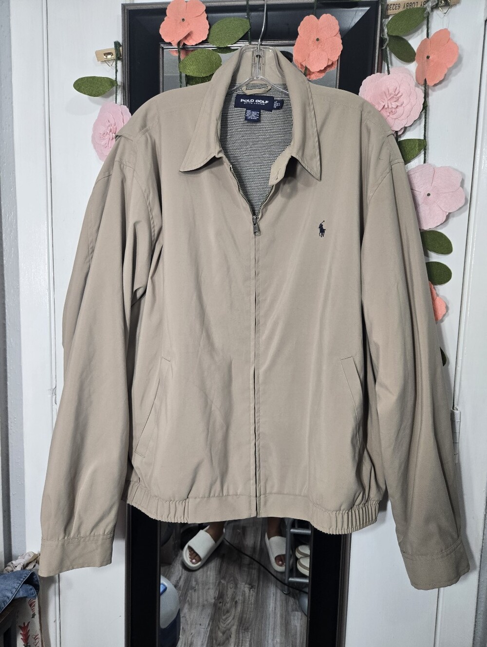 Vintage 90s Polo Golf Ralph Lauren Bi Swing Jacket Mens XL Tan Bomber - Picture 5 of 9